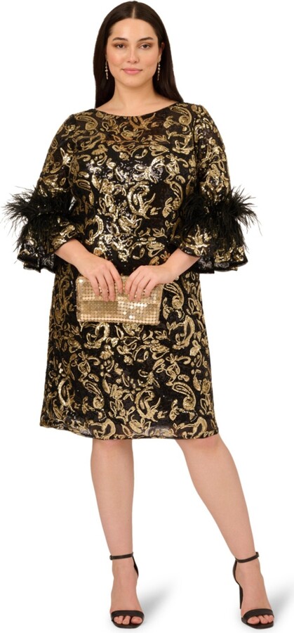 Adrianna Papell Plus Size Sequin Embroidered Cocktail Dress