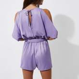 Thumbnail for your product : River Island Womens Purple cold shoulder wrap skort playsuit