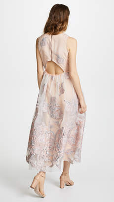 Marchesa Notte Sleeveless Cocktail with Lace Trim