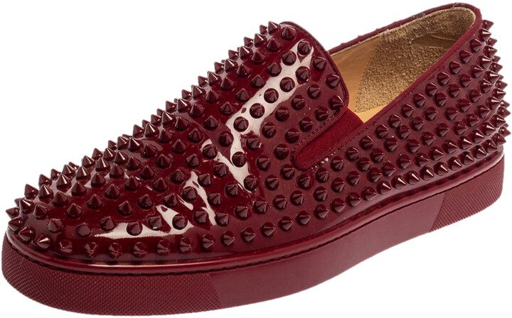 burgundy louboutin sneakers