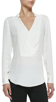 Thumbnail for your product : Theory Corbette Split-Neck Silk Blouse