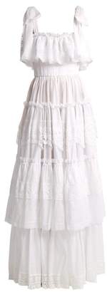 Dolce & Gabbana Cotton Mousseline Lace Trimmed Gown - Womens - White