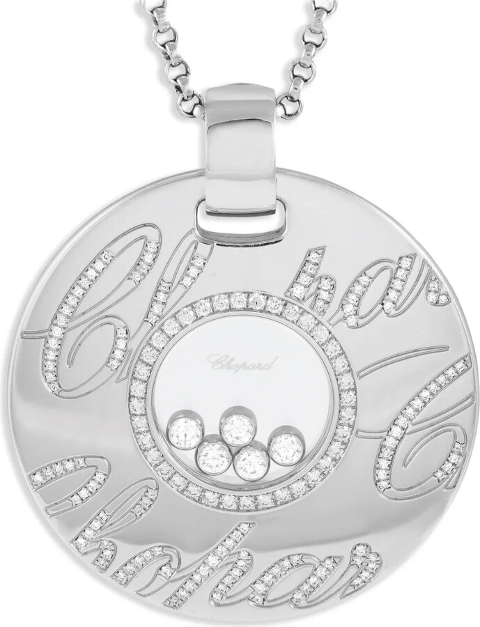 Chopard Pre-Owned 18kt white gold Happy diamond necklace
