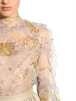 Thumbnail for your product : Fendi Floral Printed Open Back Organza Top