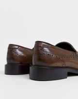 Thumbnail for your product : ASOS DESIGN loafers in brown leather with natural sole and fringe detail