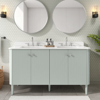 Avanity Haley 60 in. Double Sink Bathroom Vanity in Soft Sage with Top