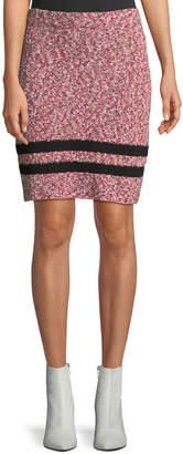 Rag & Bone Halstead Marled Cotton Knit Skirt w/ Varsity Stripe