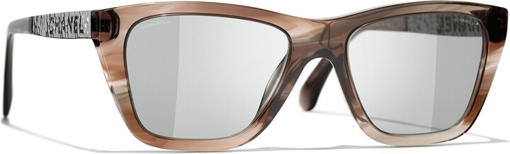 Chanel Rectangular Sunglasses CH5442 Striped Brown/Light Grey - ShopStyle