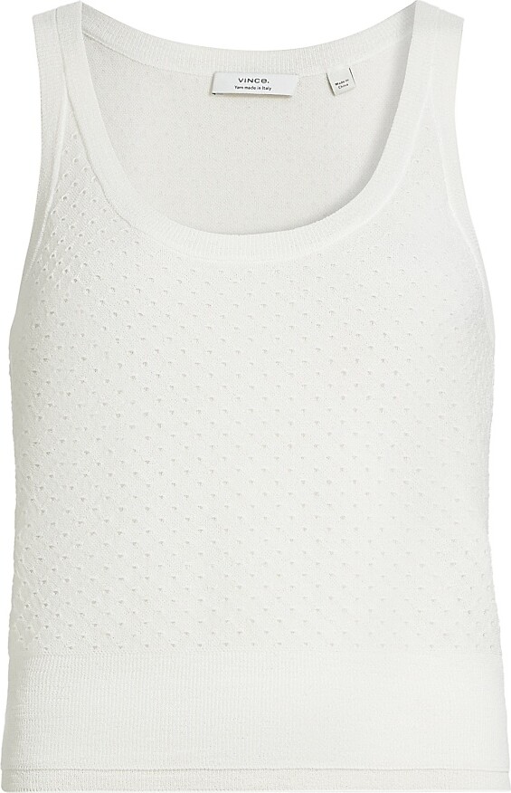 Vince Women's Double Layer Mesh Cami - Optic White - Size Large