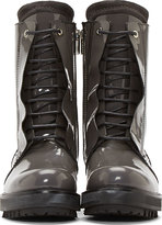 Thumbnail for your product : CNC Costume National Grey Patent Leather Hilton Combat Boots