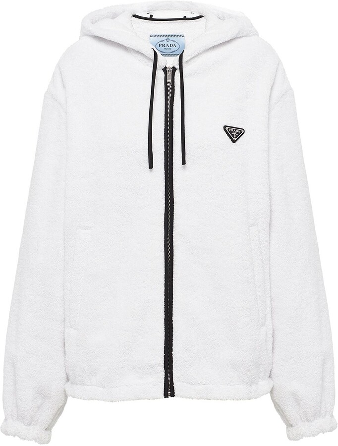Prada Terry-cloth zip-up hoodie - ShopStyle