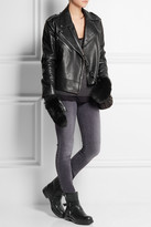 Thumbnail for your product : Karl Lagerfeld Paris Faux fur-paneled leather mittens