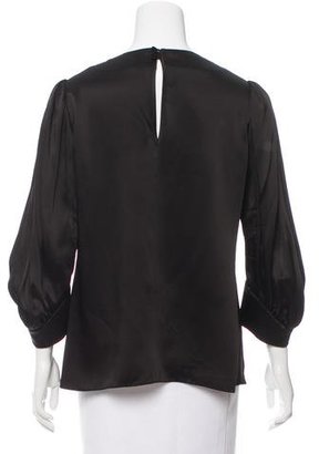 Andrew Gn Leather-Accented Satin Top