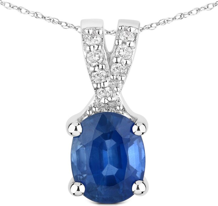 Diana M 14K 0.71 Ct. Tw. Diamond & Blue Sapphire Pendant