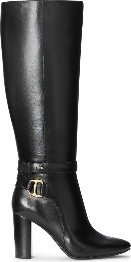 Lauren Ralph Lauren Makenna Burnished Leather Riding Boot Knee Boots ...