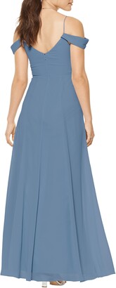 ﻿#Levkoff Cold Shoulder A-Line Chiffon Gown