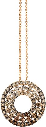 LeVian 14K Strawberry Gold® & Chocolate Ombré Diamonds® Round Pendant Necklace