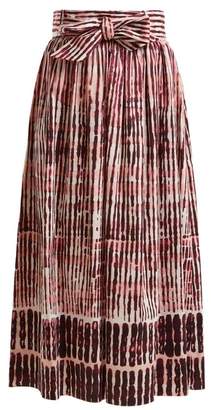 Goat Faro Batik Striped Stretch Cotton Skirt - Womens - Burgundy White
