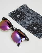 Thumbnail for your product : ASOS Retro Sunglasses In Matte Black With Pink Mirrored Lens