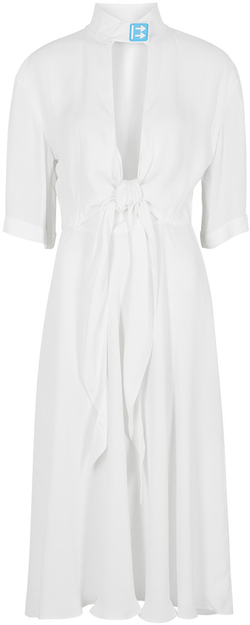 white cut out midi dress