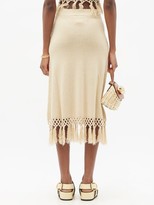Thumbnail for your product : JoosTricot Macramé-hem Knitted Linen-blend Skirt - Light Beige