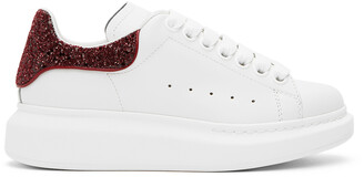 Alexander McQueen SSENSE Exclusive White & Red Glitter Oversized Sneakers