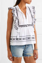 Thumbnail for your product : Sea Ruffled Crochet-trimmed Cotton-voile Blouse - White