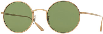 Oliver Peoples The Row After Midnight Round Sunglasses, Gold/Green