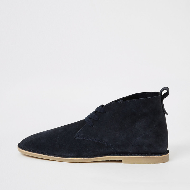 navy suede desert boots