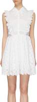 Thumbnail for your product : Self-Portrait Pleated bib ruffle leaf broderie anglaise mini dress