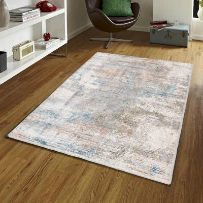 17 Stories Elaxi BlueBrownGray And White Patterned Rug