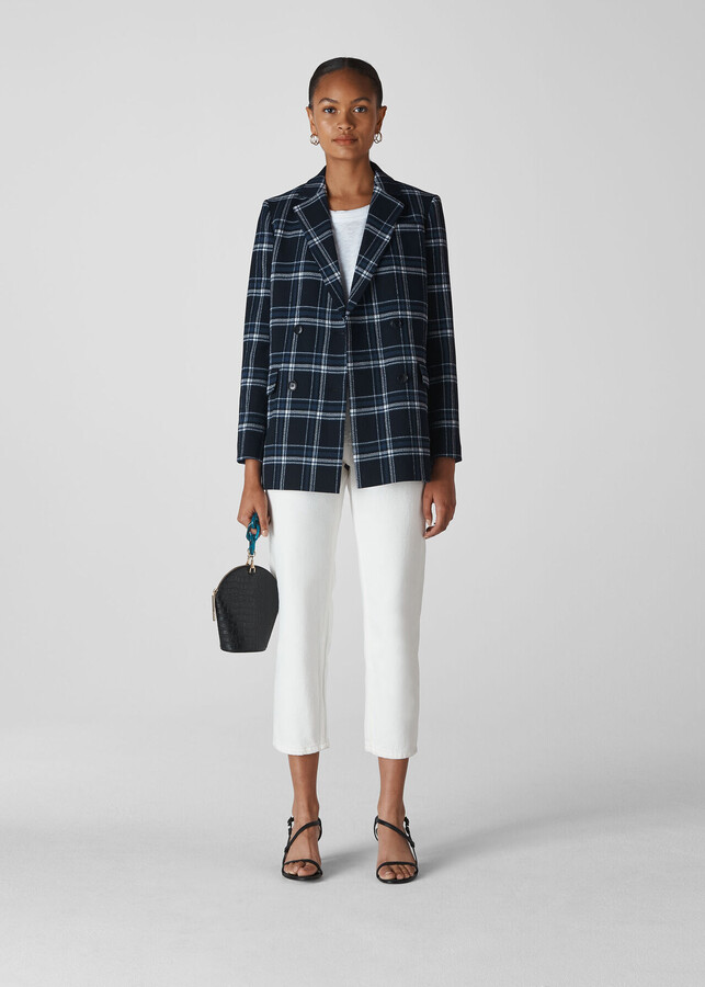 navy check jacket ladies