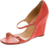 Thumbnail for your product : Hermes Lizard Wedge Sandals