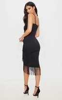 Thumbnail for your product : PrettyLittleThing Black Strappy Tassel Longline Midi Dress
