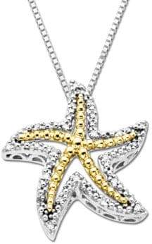 Lord & Taylor Diamond Starfish Pendant in Sterling Silver with 14K Yellow Gold