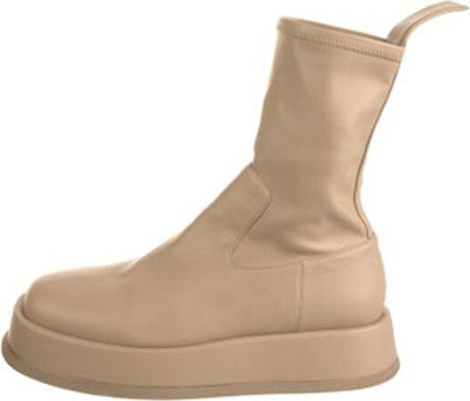 GIA/RHW Leather Ankle Boots Neutrals Square-Toes Platform Unfortunately, due to restrictions, this item may not be eligible for shipping in all areas.