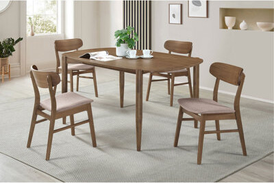 East Urban Home Walnut Solid Wood Dining Set