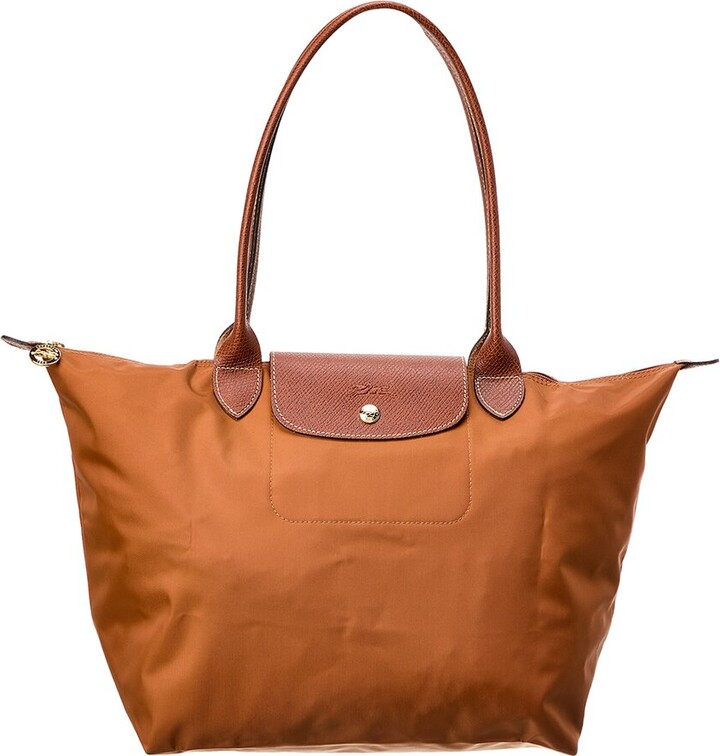 Authentic Longchamp Roseau Leather Light Brown Tote Hand Bag Made in France
