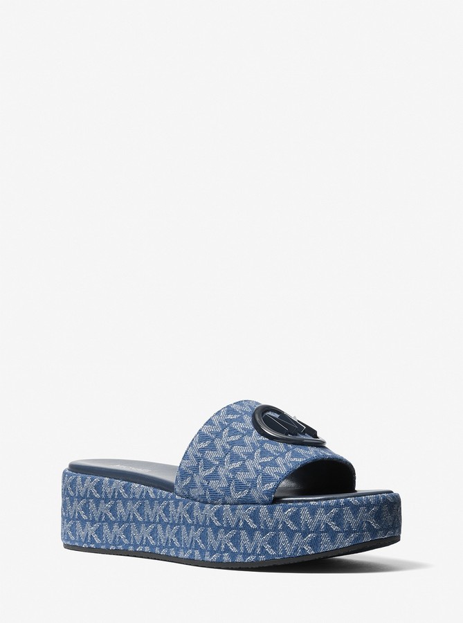 michael kors blue wedge sandals