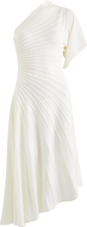 Alaia One-shoulder Asymmetric Wool Midi Dress