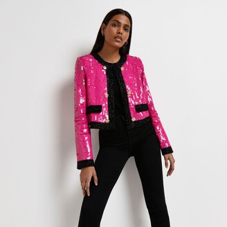 black sequin crop jacket