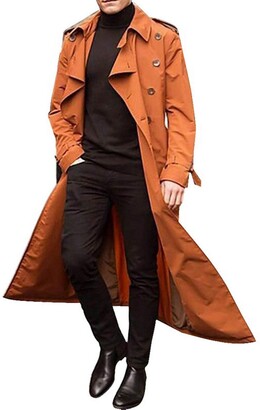 OUlike Mens Trench Coat Slim Fit Notched Collar Overcoat Ruffle Shawl Collar Cardigan Jackets Open Front Outerwear Long Drape Cape Poncho Trench Coat