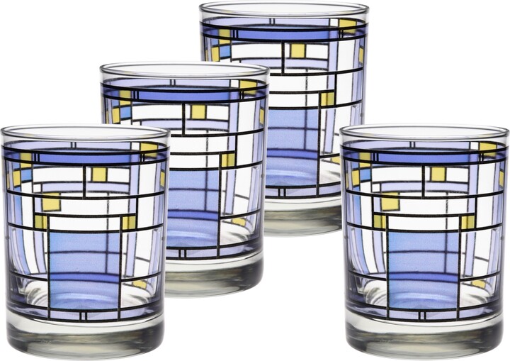 Frank Lloyd Wright Oak Park Double Old Fashioned Glasses, Set of 4