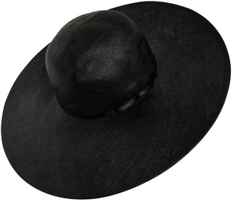black wicker hat