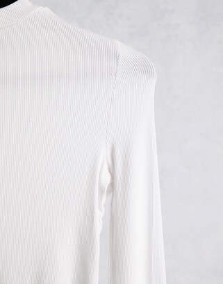 Collusion rib long sleeve t-shirt in white