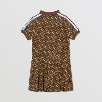 Burberry Monogram Stripe Print Cotton Polo Shirt Dress