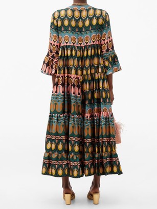 La DoubleJ Jennifer Jane Abstract-print Silk Midi Dress - Multi