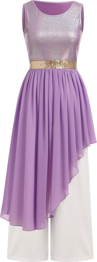 Women's Sleeveless Praise Dance Dress - Worship Dance Tunic With Asymmetrical Hem