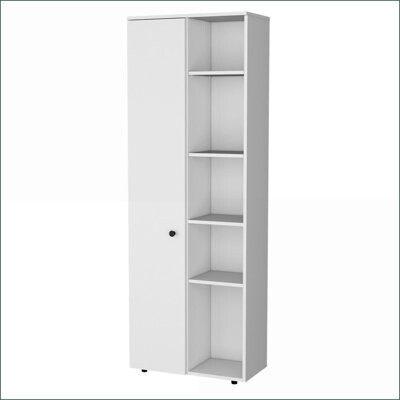 Ebern Designs Kitchen Pantry White 1-Door Multistorage with 10 Shelves | Manufactured Wood | Shelves Included