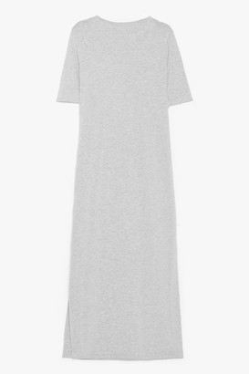Nasty Gal Womens Relaxed Side Slit T-Shirt Maxi Dress - Grey - 6